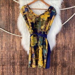 Maeve Anthropologie Silk Pixel Impressionist Dress